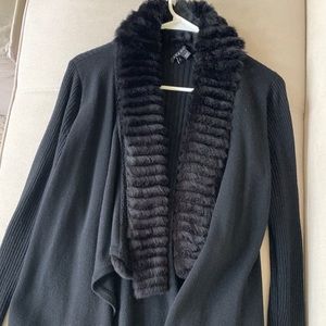 Theory rabbit fur open cardigan.